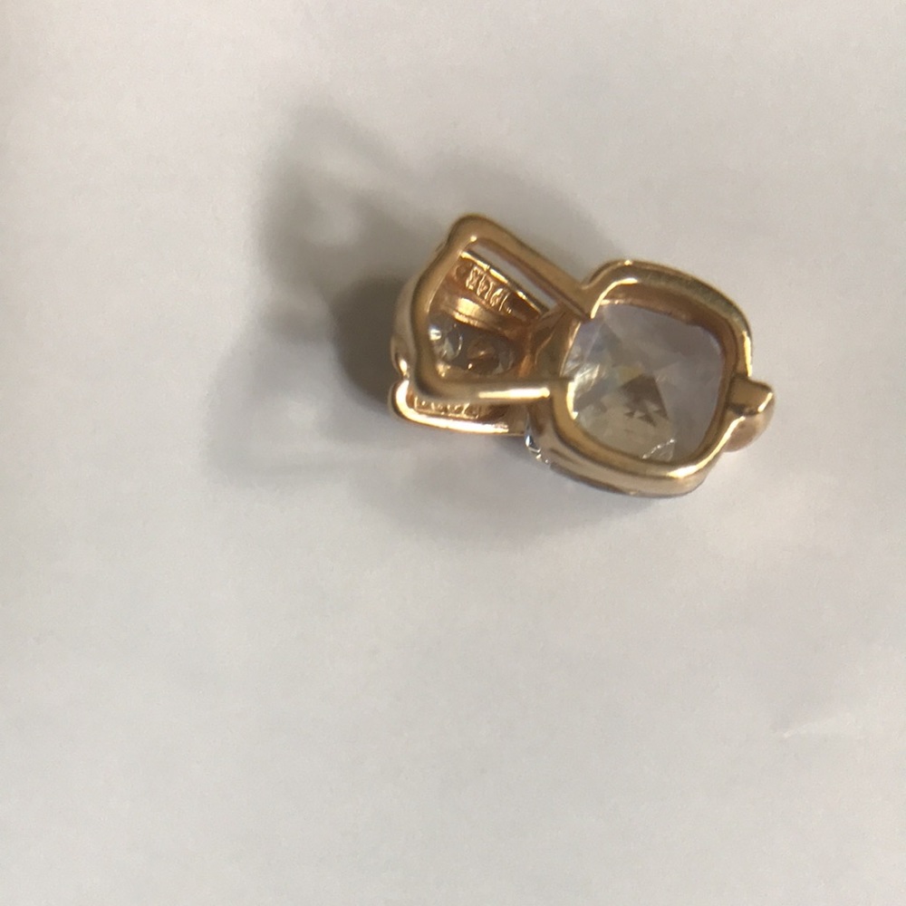 Solid 14k Yellow Clear Crystal Setting Pendant. S… - image 5